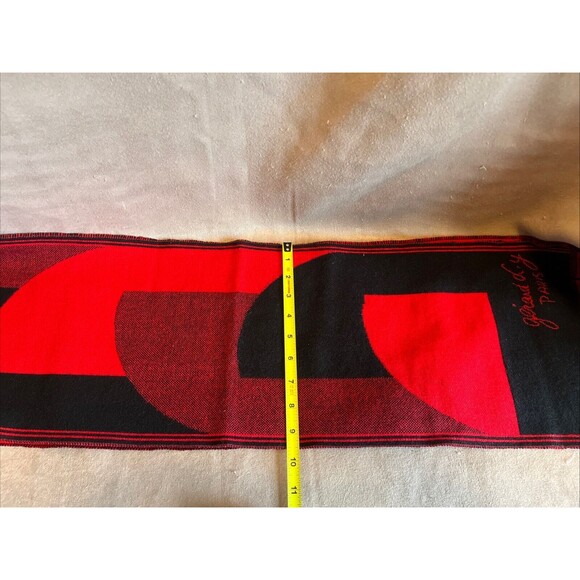 Beautiful Girard d.y PARIS Embroidered Red & Black Acrylic Scarf Made In France - Picture 9 of 11